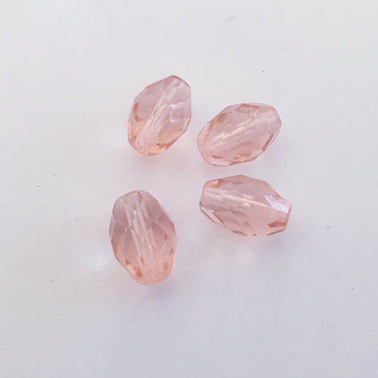 13x10mm Oval Peach Transparent Czech Fire Polished Bead