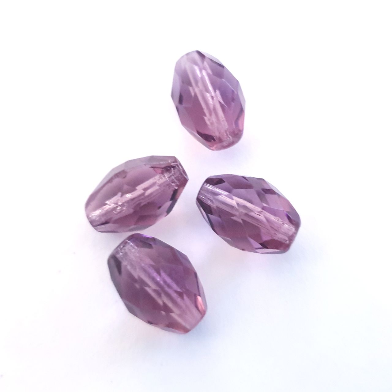 13x10mm Oval Amethyst Transparent Czech Fire Polished Bead