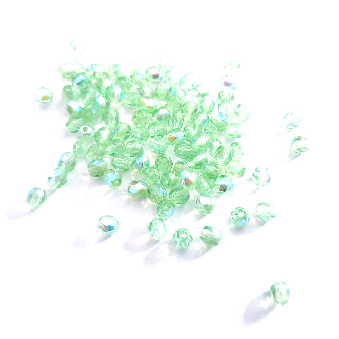 4mm Green Mint AB Czech Fire Polished Bead