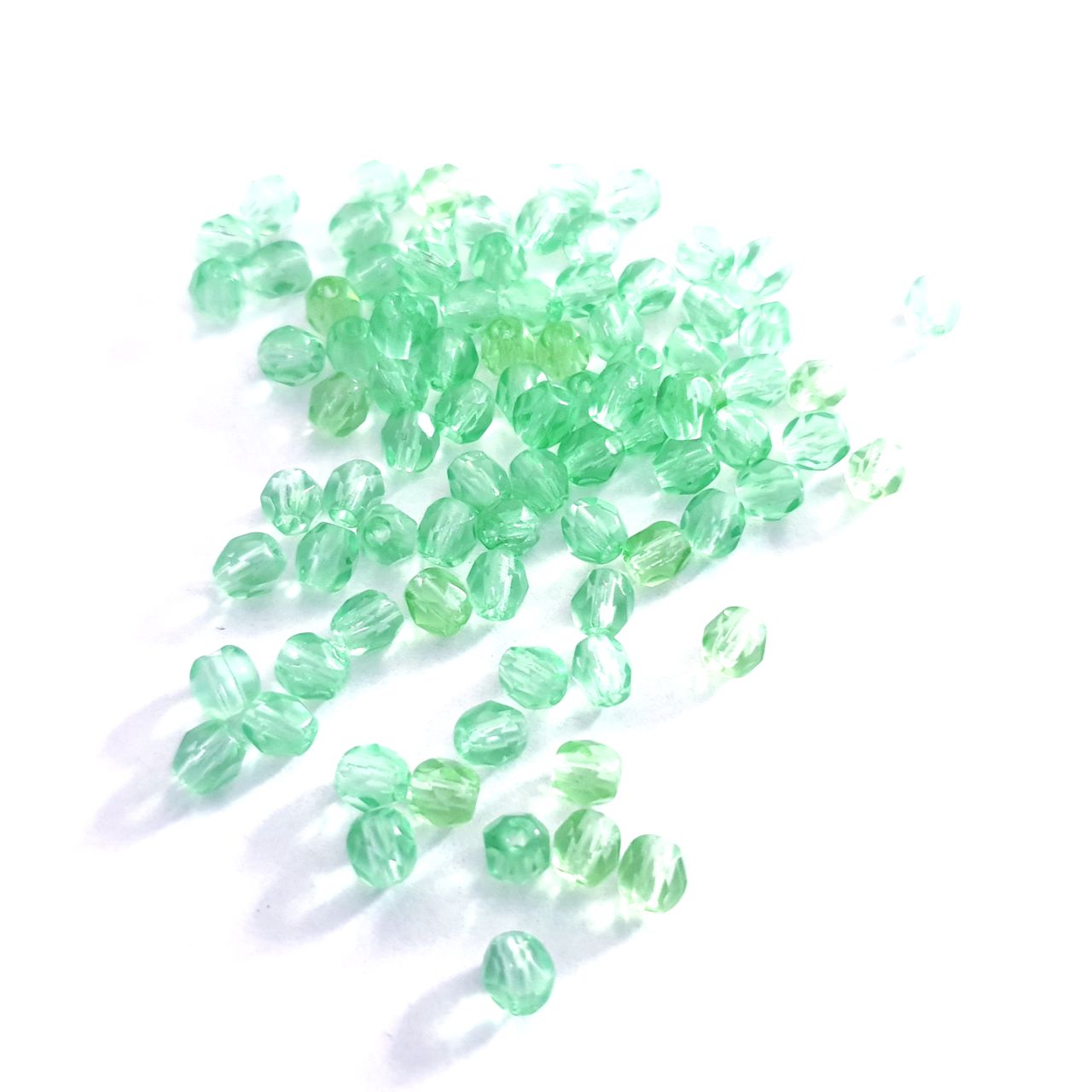 4mm Green Mint Transparent Czech Fire Polished Bead