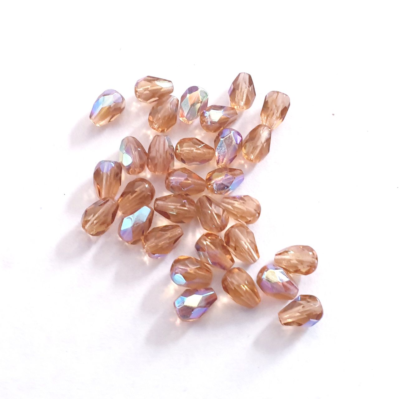 7x5mm AB Light Colorado Topaz Czech Fire Polished Drop