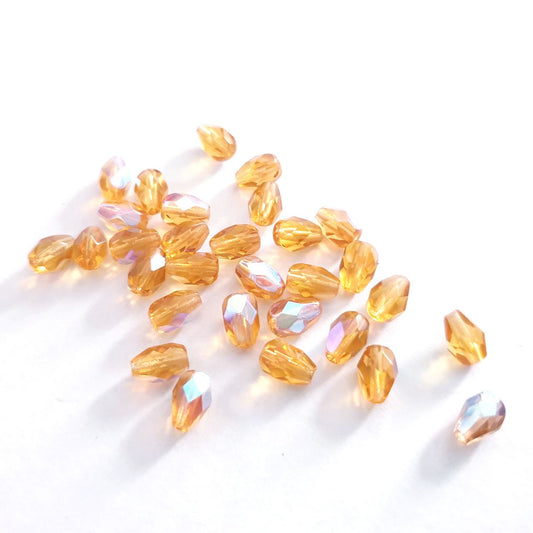 7x5mm AB Topaz Czech Fire Polished Drop