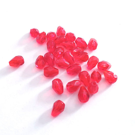 7x5mm Red Czech Fire Polished Drop