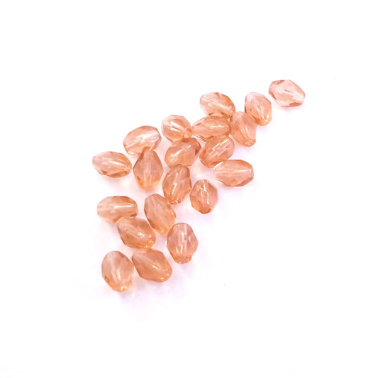 8x6 Oval Peach Czech Fire Polished Glass Bead