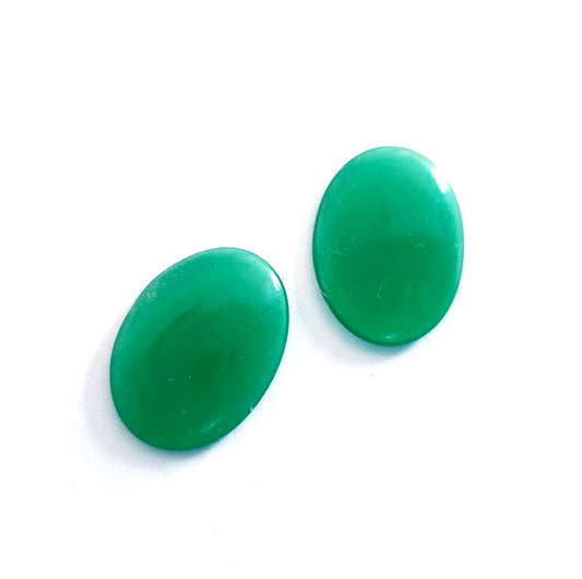 Glass Stone Flat Oval 18x13mm Faux Green Agate