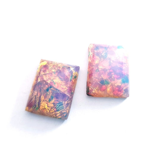 Lampwork Glass Stone Domed Rectangle 18x13mm Opal
