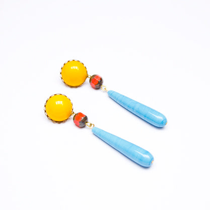 Handmade Glass Deco Tear Drop Turquoise Bead 40x10mm