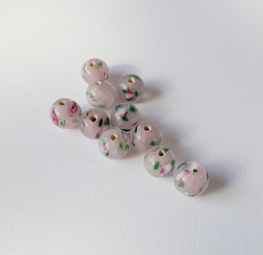 Indian Glass Bead Round 8mm Rose Pink | Pack of 10