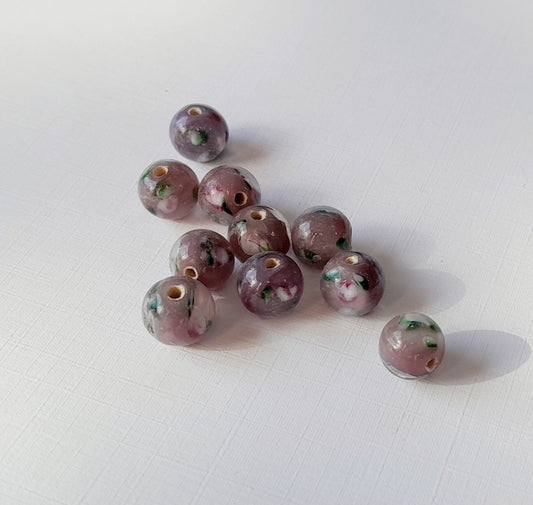 Indian Glass Bead Round 8mm Rose Purple | Pack of 10