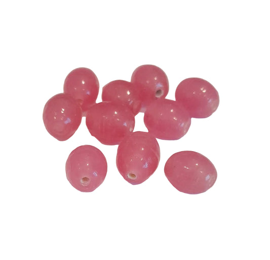 glass oval bead rose pink medium size indian