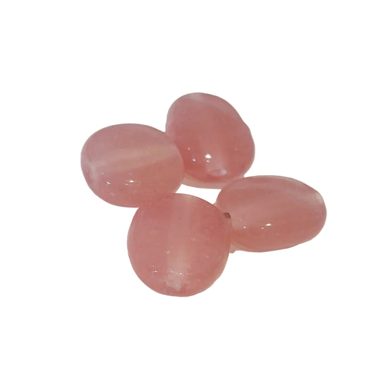  polished pink beads with a cat-eye effect, indian glass