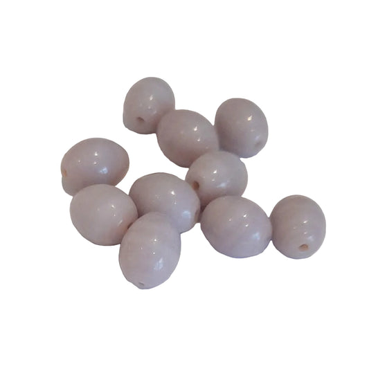 Indian Glass Bead Oval 12x9mm Dusty Lavender Opalino | Pack of 10