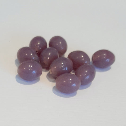 Indian Glass Bead Oval 12x9mm Lavender Purple Opalino | Pack of 10
