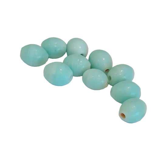 Indian Glass Bead Oval 12x9mm Aqua Opaque| Pack of 10