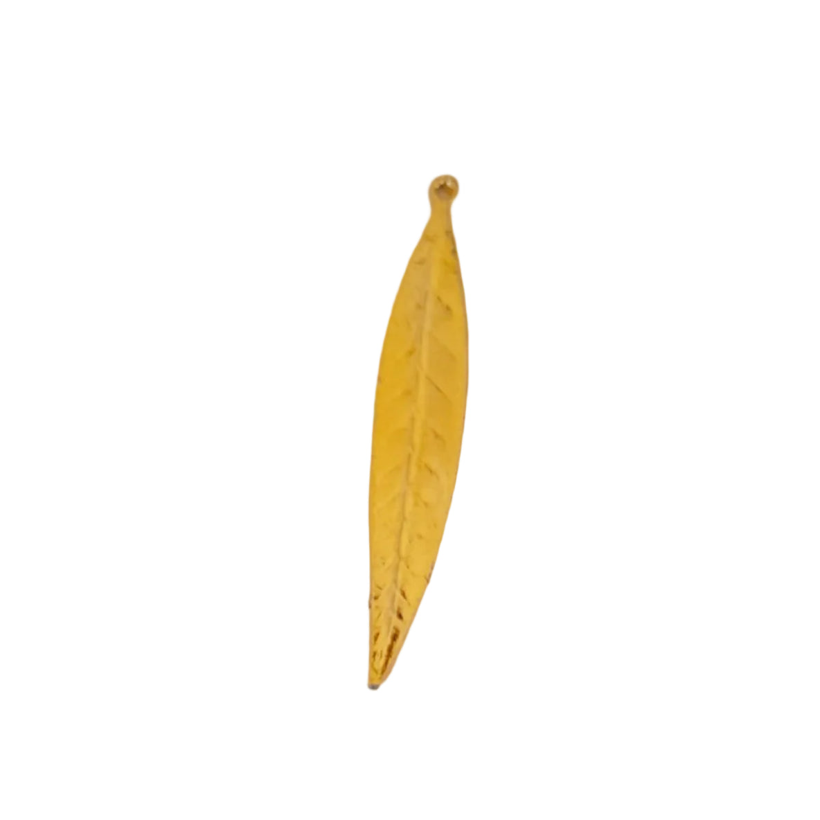 Long Textured Metal Cast Leaf with Loop 55mm Gold Plated