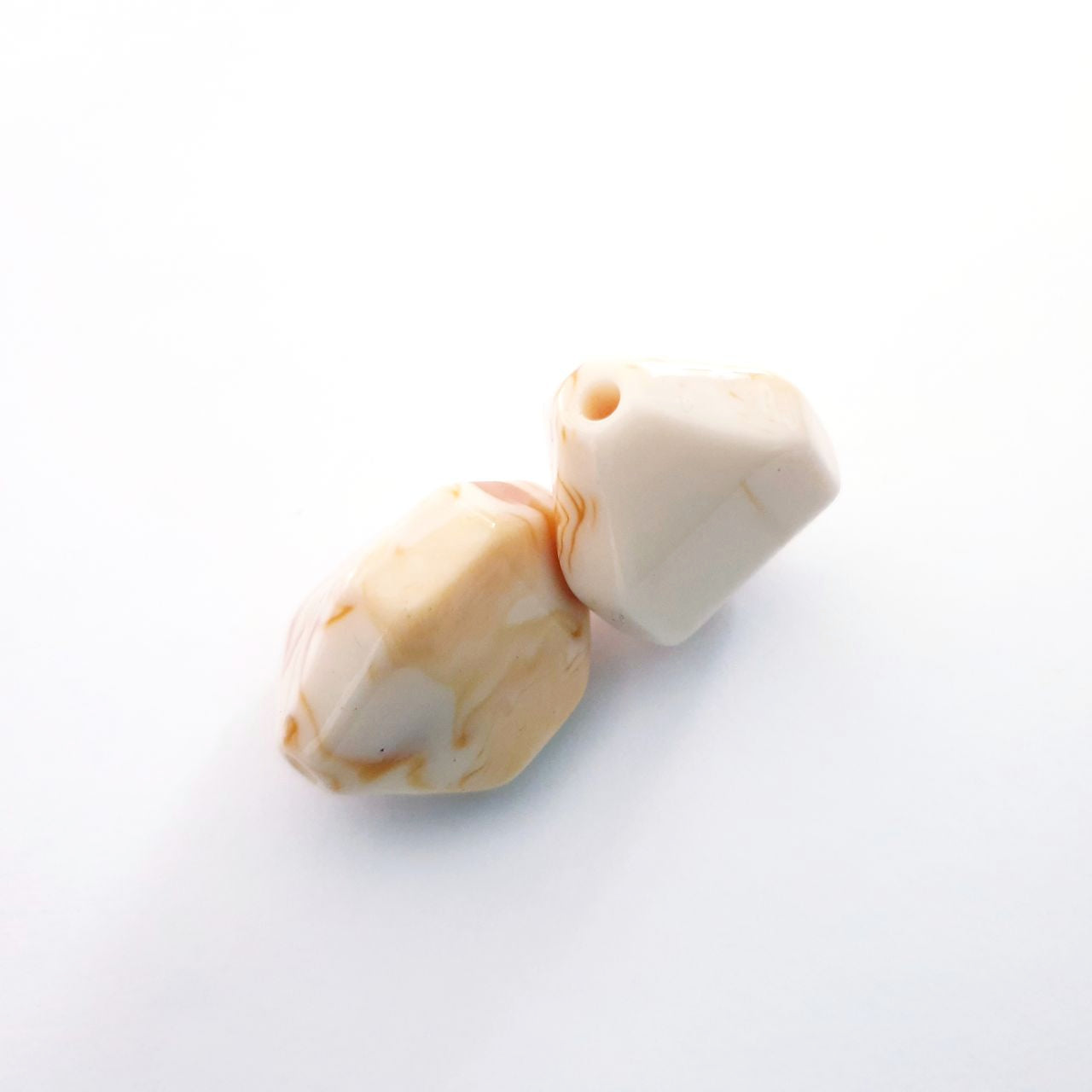 Lucite Bead Ivory Butterscotch Chunky Tri Nugget 25x18mm
