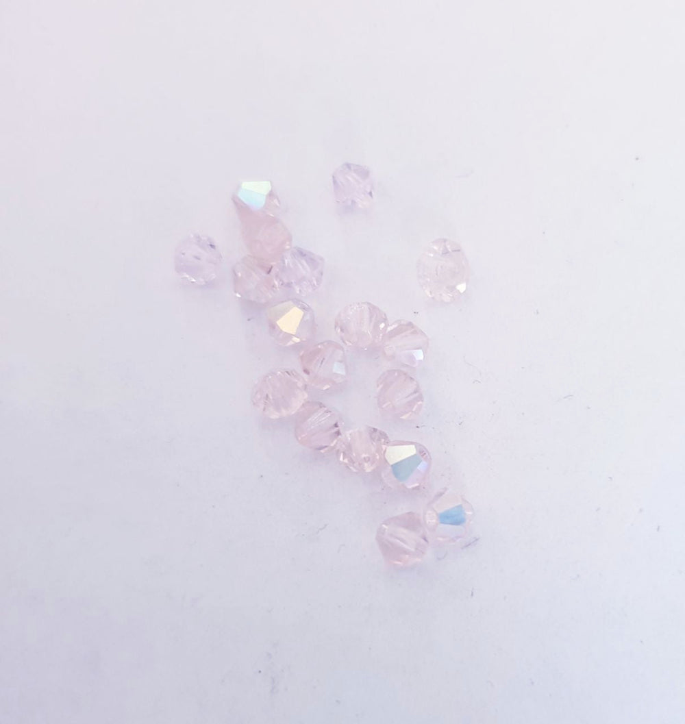 Machine Cut Czech Preciosa Crystal Bicone Rosaline Pink AB 4mm | Pack of 25