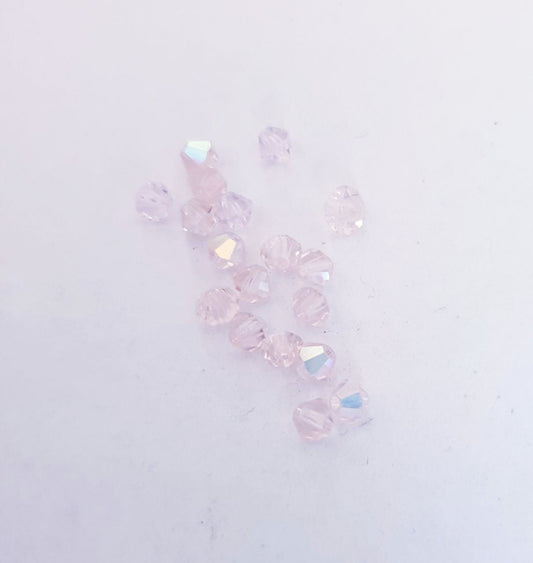 Machine Cut Czech Preciosa Crystal Bicone Rosaline Pink AB 4mm | Pack of 25