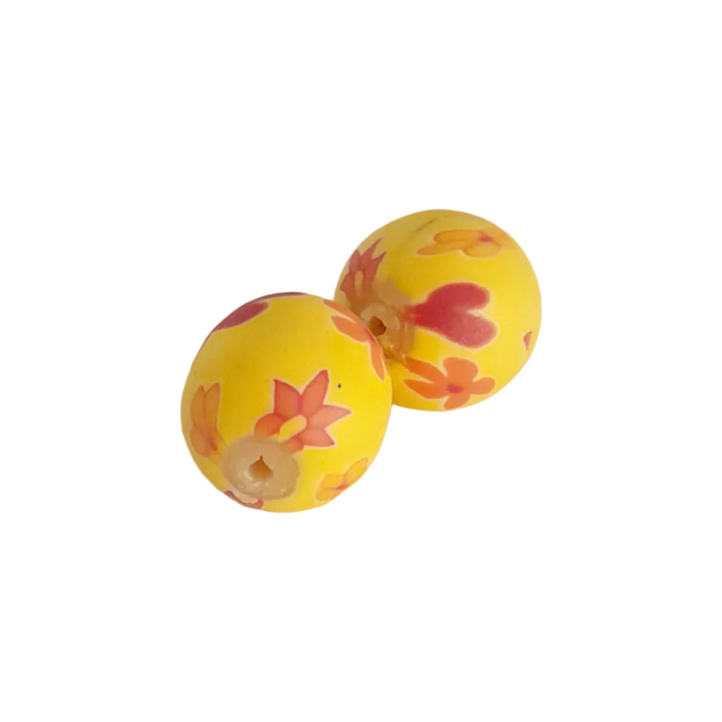 Polymer Patterned Millefiori Bead Round Lemon 15mm
