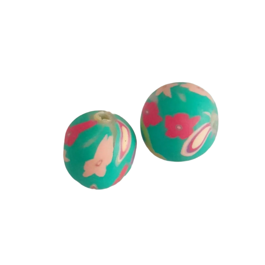Polymer Patterned Millefiori Bead Round Teal 15mm