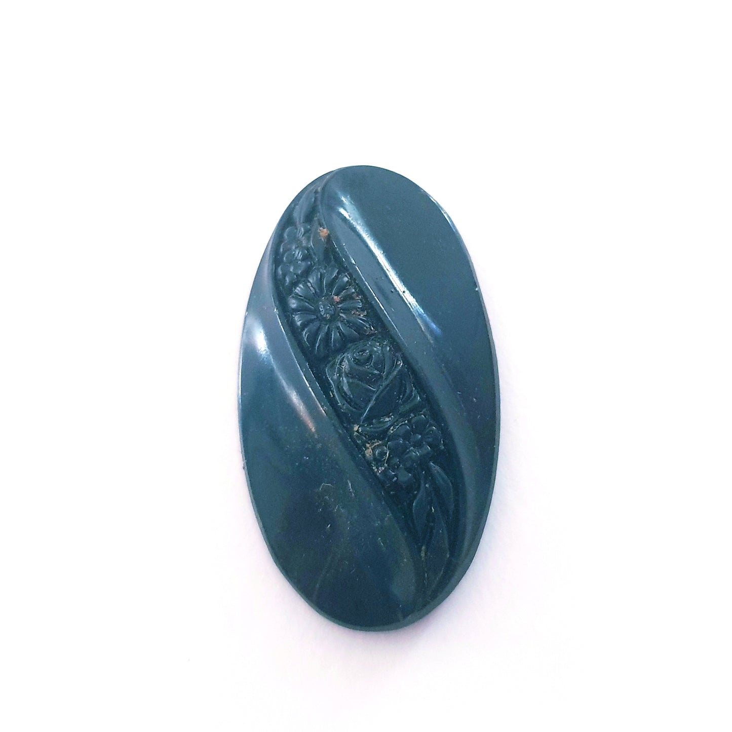 Flatback Glass Stone Oval Paisley 36x18mm Black