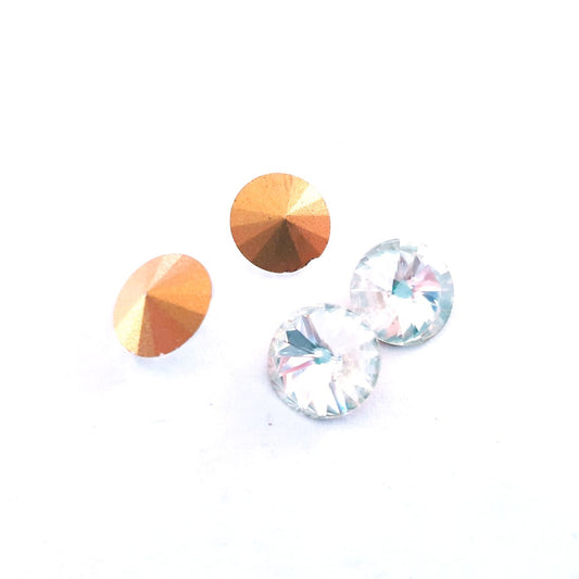 Pointed Back Swarovski Crystal Chaton Round Clear Gold Foiled Back SS40 8.5mm