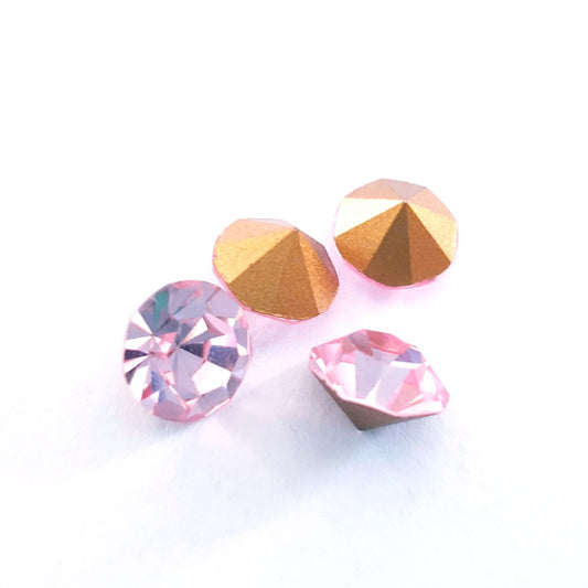 Pointed Back Swarovski Crystal Chaton Round Light Rose Gold Foiled Back SS45 10mm
