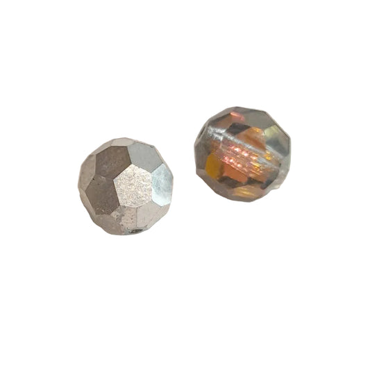 facetted machine cut glass crystal beads by preciosa 10mm medium vitrail metallic