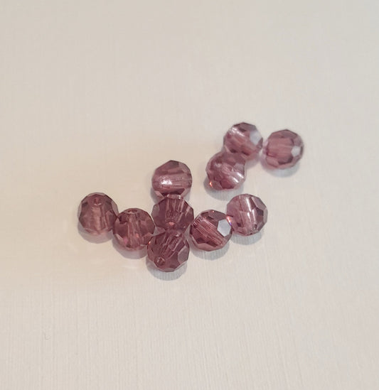 Machine Cut Czech Preciosa Crystal Round Amethyst 5mm | Pack of 10