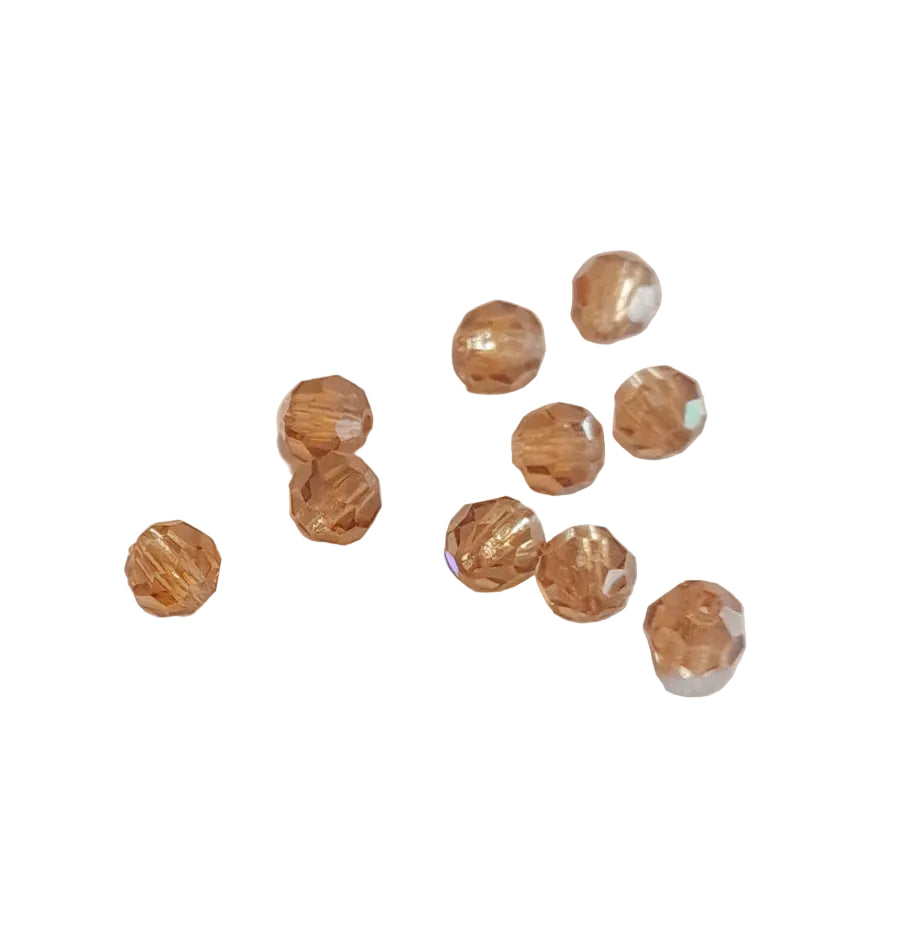 facetted round beads smoke brown colorado topaz by Preciosa machine cut crystal