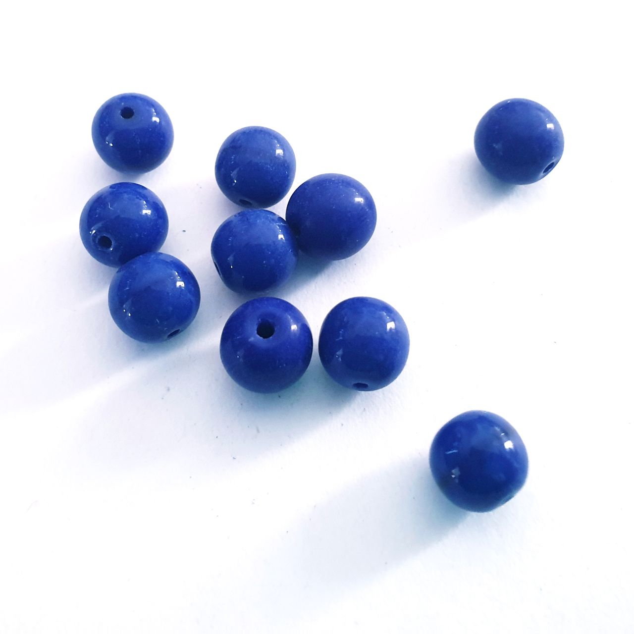 Round 8mm Blue Royal Opaque Czech Glass Bead