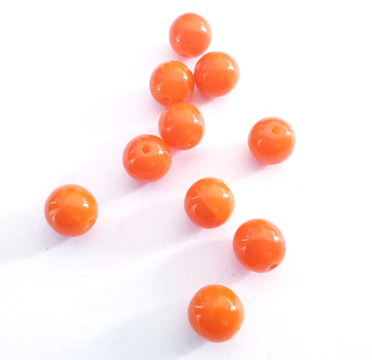 Round 8mm Orange Opalino Czech Glass Bead