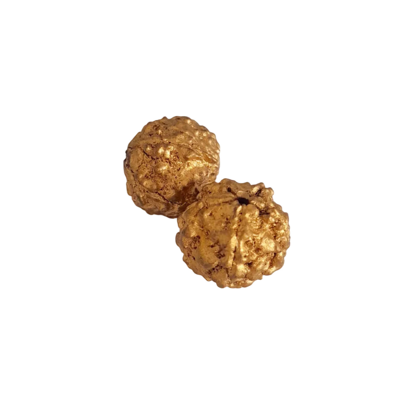 textured gold beads with a craggy, metallic finish, indian rudrushka