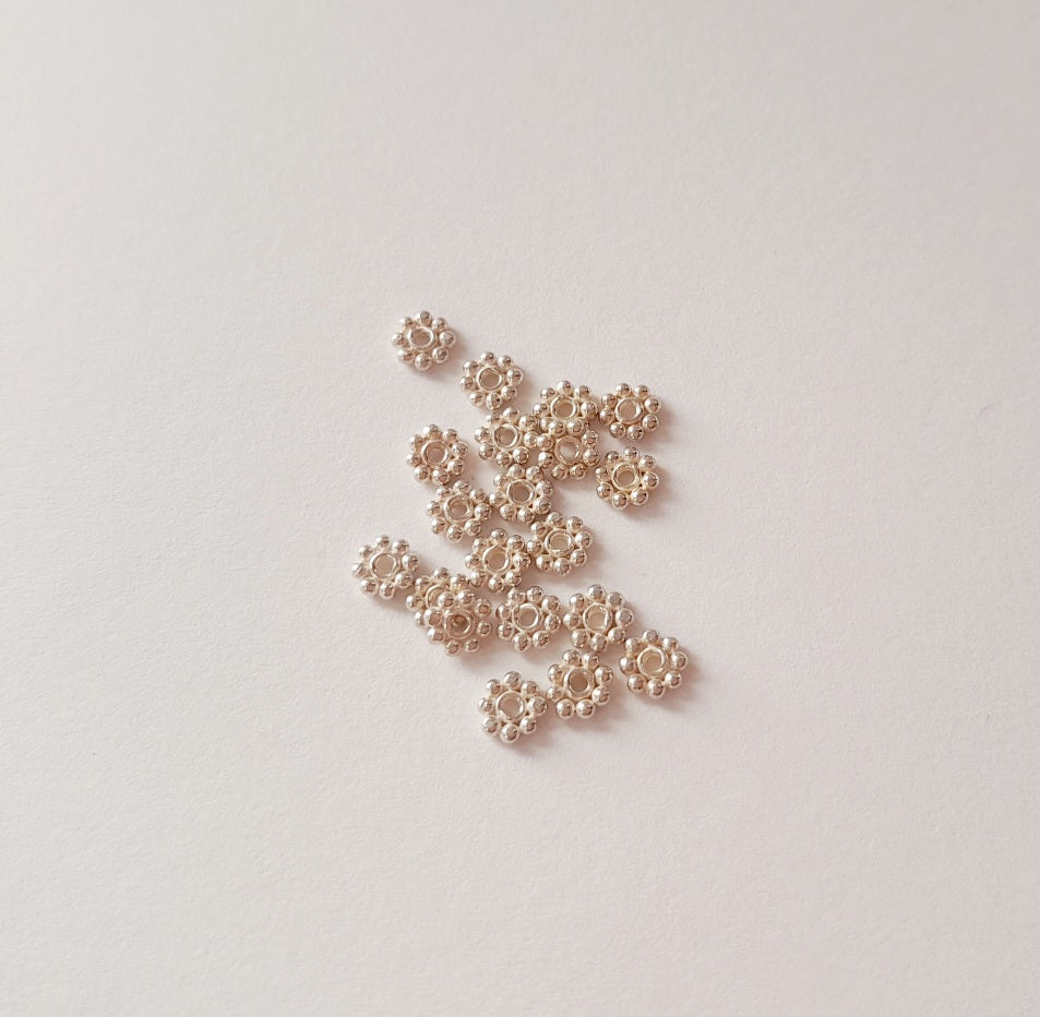Spacer Bead 4mm Eight Dot Style Daisy 925 Sterling Silver | Pack of 20