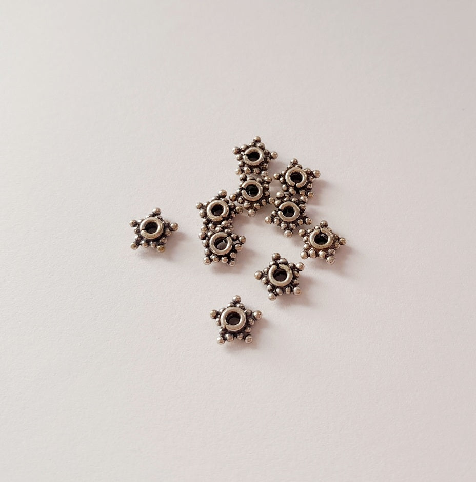 Spacer Bead 7mm Five Pointed Dot Style Star Sterling Silver | Pack of 10