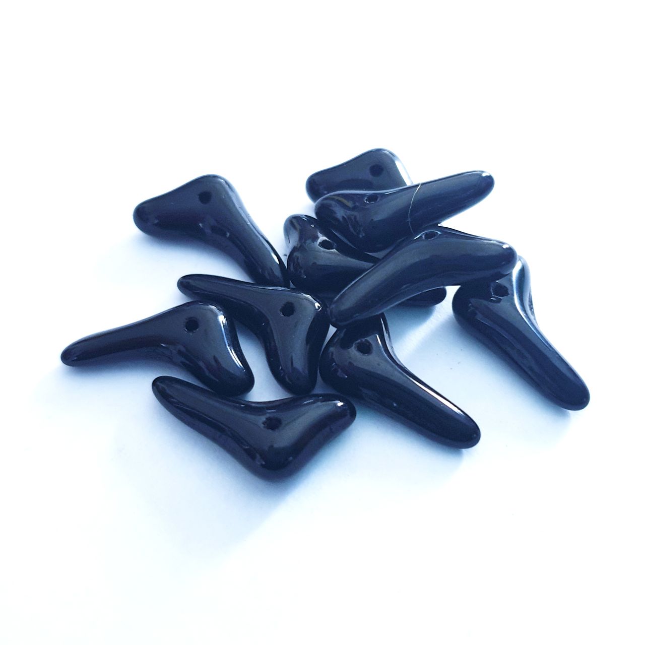 Spikey Coral 5x15mm Black Opaque Czech Glass Bead