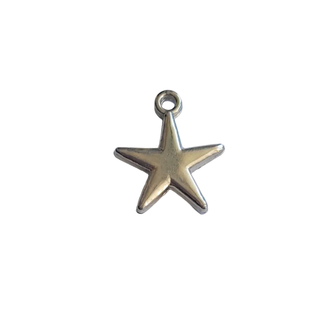 A small metallic star-shaped charm with a top loop