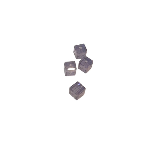 4mm bead small translucent purple plastic cube-shaped swarovski crystal 