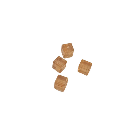 small square swarovski beads beads with pre-drilled holes 4mm cube light beige 