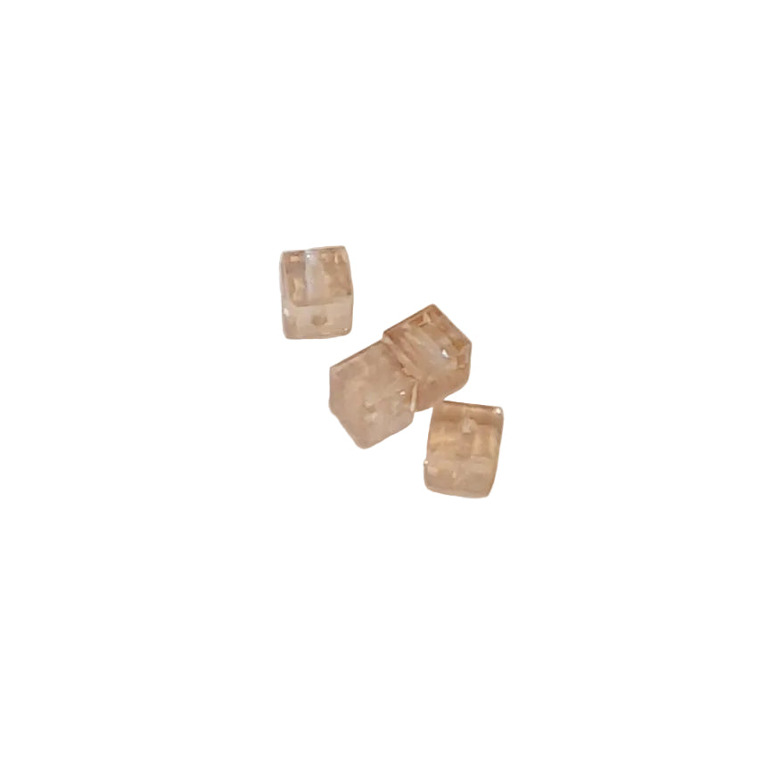 golden shadow transparent cube-shaped beads with subtle warm beige  swarovski 4mmtones