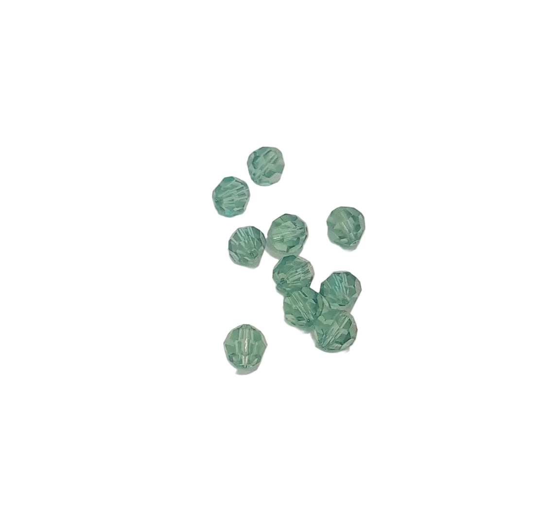 swarovski 6mm small faceted beads in a translucent mint green erinite color, 