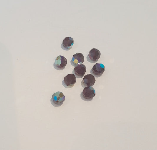 6mm garnet AB swarovski facetted beads rainbow finsih