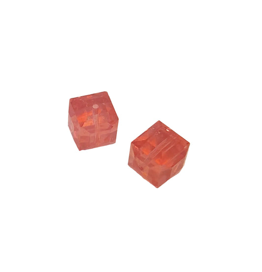 8mm Cube Swarovski Crystal Bead Padparadscha Transparent | Pack of 2 | Low Stock