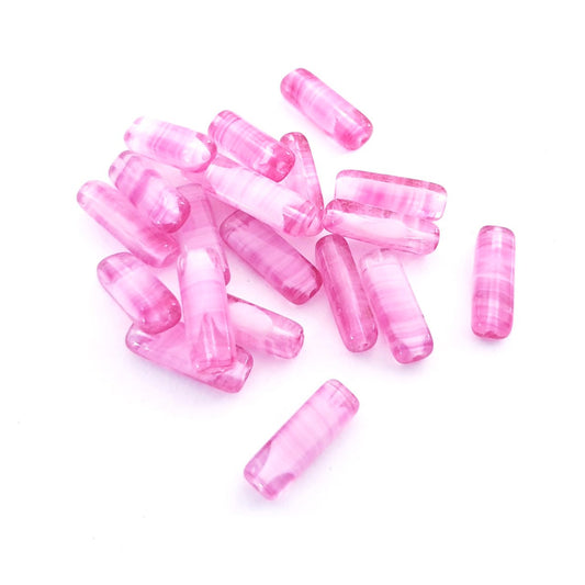 Tube 15x5mm Hot Pink Mixed Czech Glass