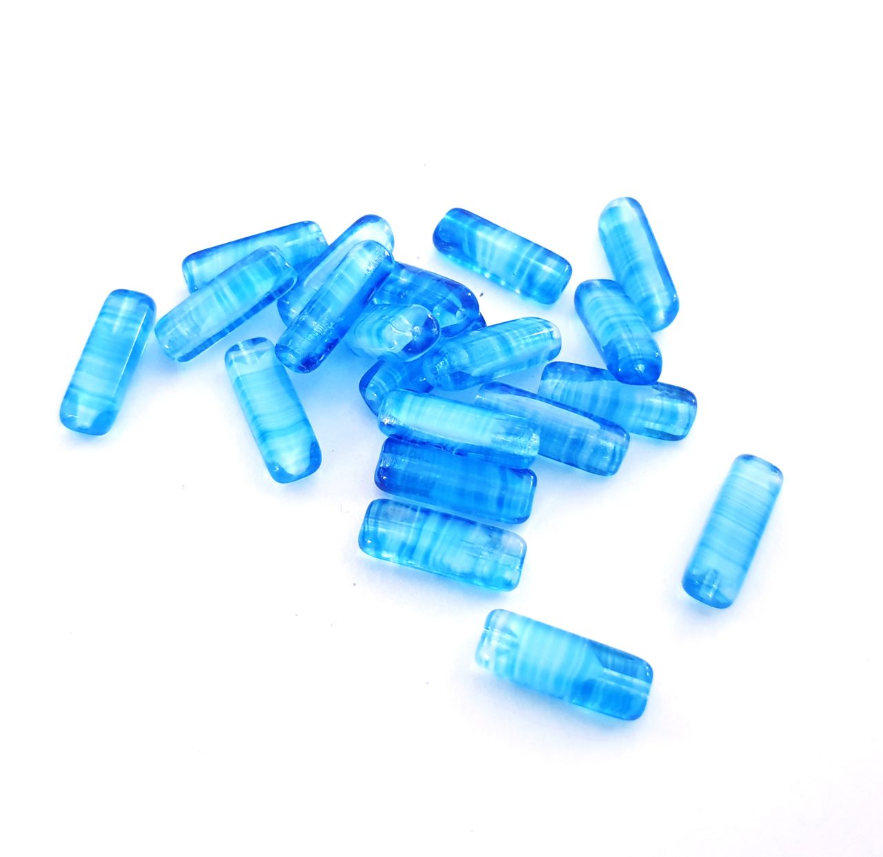 Tube 15x5mm Blue Mixed Czech Glass Bead