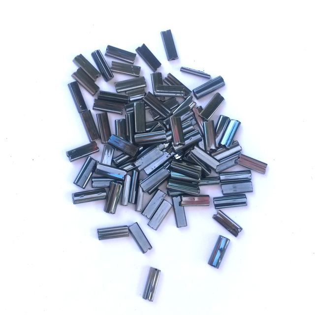 10x3.5mm Gunmetal Czech Glass Oblong Slab Bead