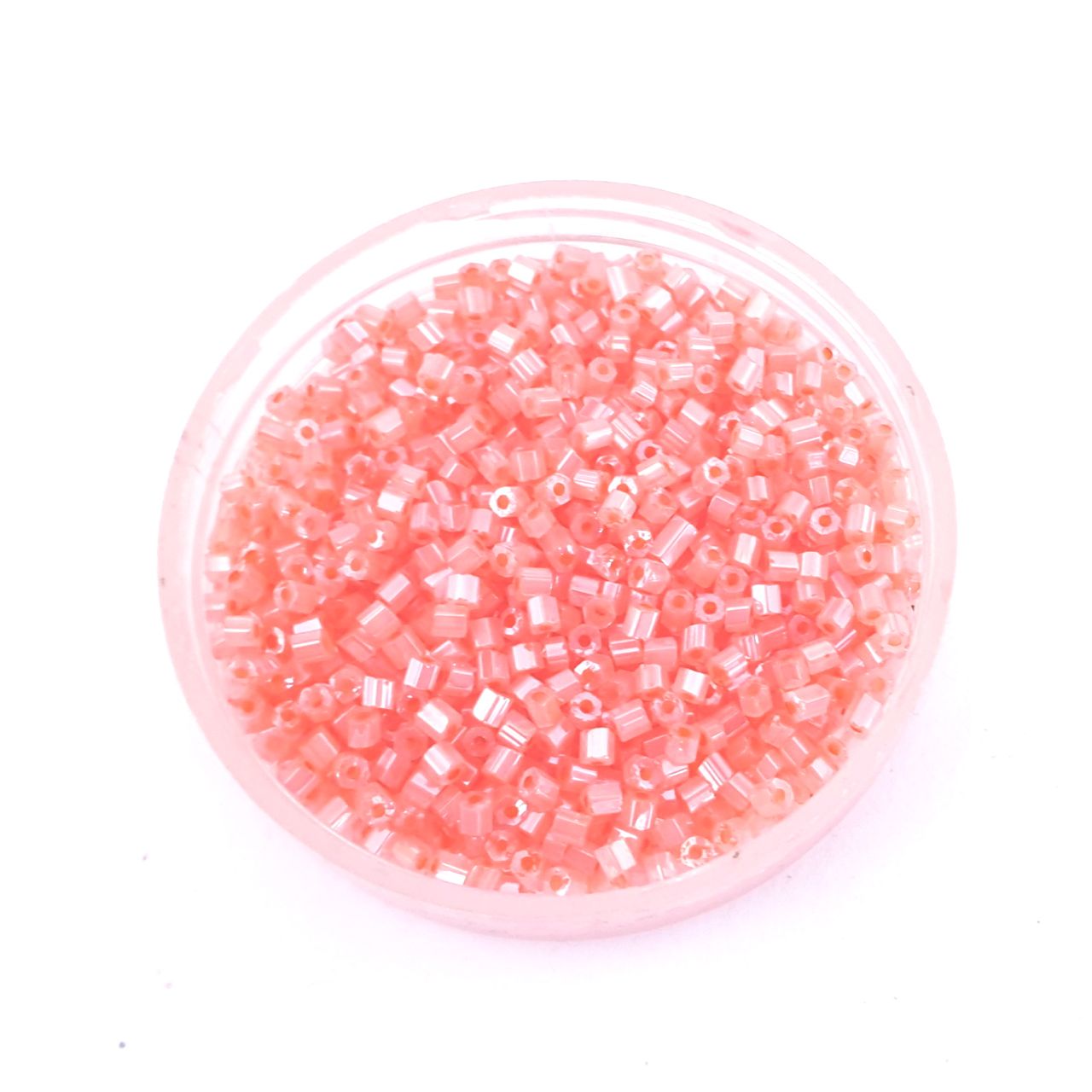 10 0 Peach Pearl Lustred Two Cut Hex Czech Seed Bead