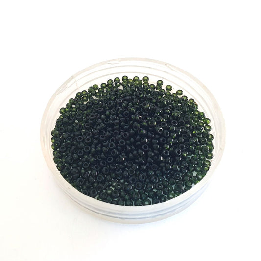 11 0 Czech Seed Bead Green - Dark Olive Transparent