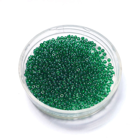 11 0 Czech Seed Bead Green Transparent Lustred