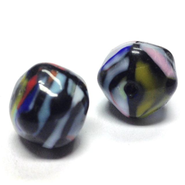 Mixed Baroque Vintage Glass Beads Black 12mm